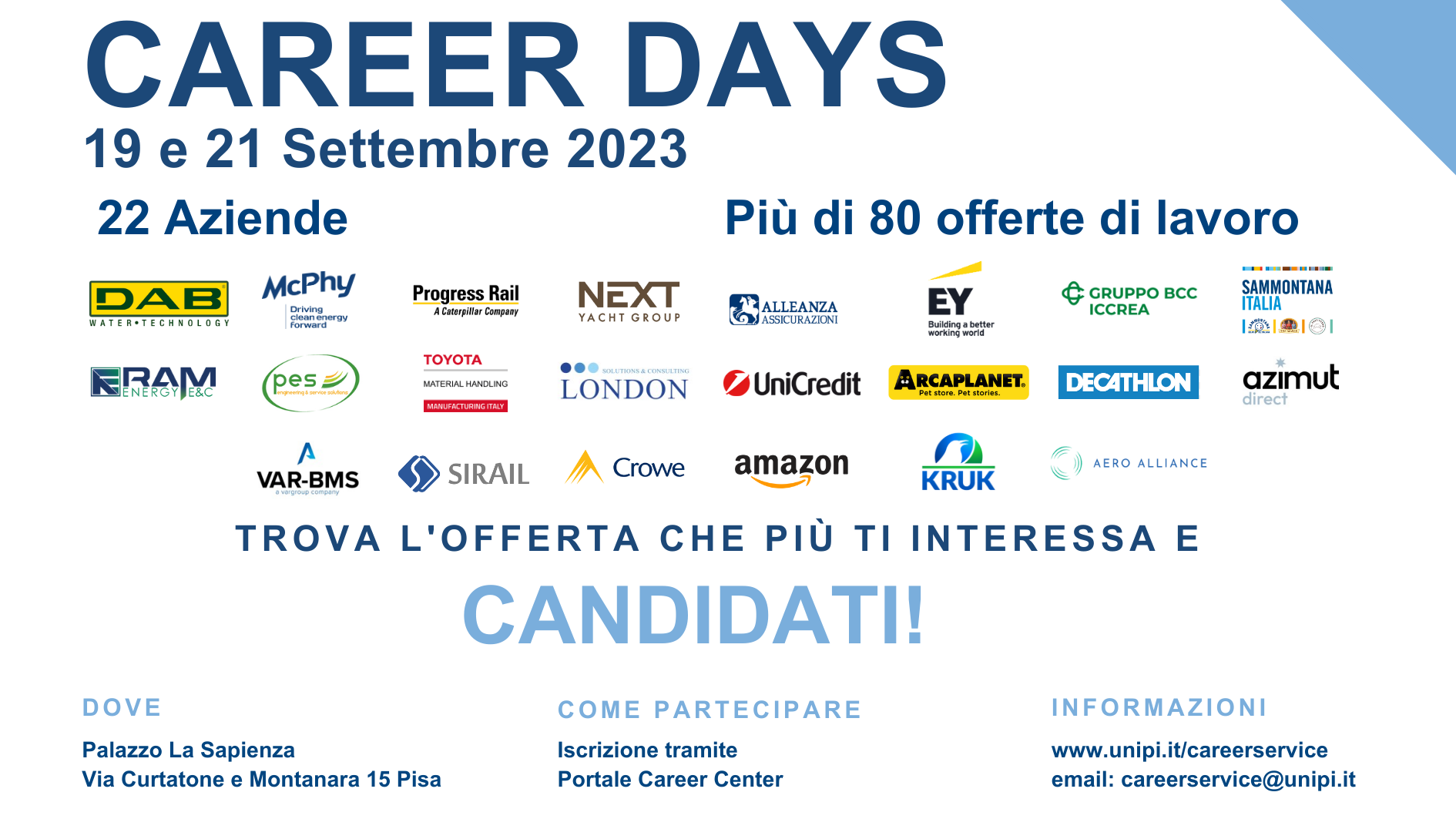 Career Days: 19 E 21 Settembre 2023 - Dipartimento Di Economia E Management